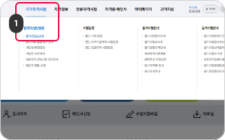 로그인 후 확인방법 1단계 [로그인] 후 상단의 [국가자격시험] > [합격자/답안발표] > [합격자발표조회] 메뉴를 클릭하여 해당 화면으로 이동합니다.
