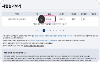 로그인 후 확인방법 3단계 시험결과보기에서 수험번호를 클릭합니다.